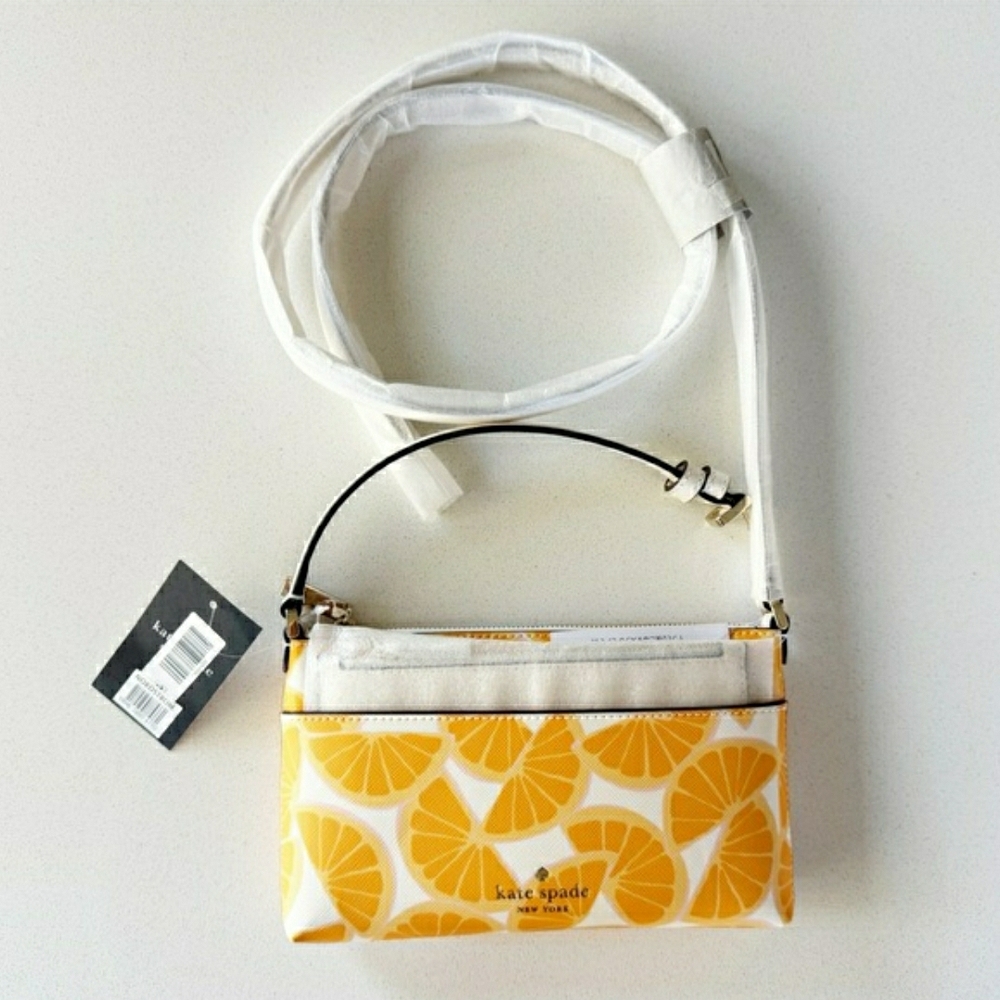 Kate Spade Sadie Citrus Wedge Print Bag and Wristlet Set w/ Crossbody NWT! - Picture 5 of 14